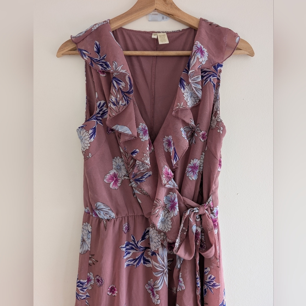 Japna Dusty Rose Floral Midi Dress